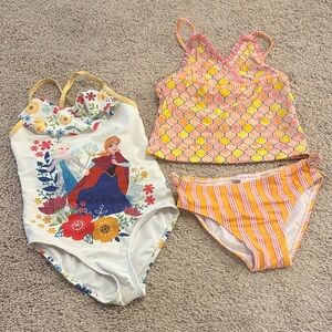 Disney Frozen Kids Swim One Piece - White and Multicolor